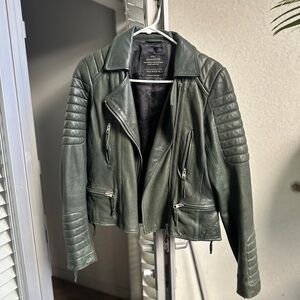 All Saints Forest Green Leather Jacket